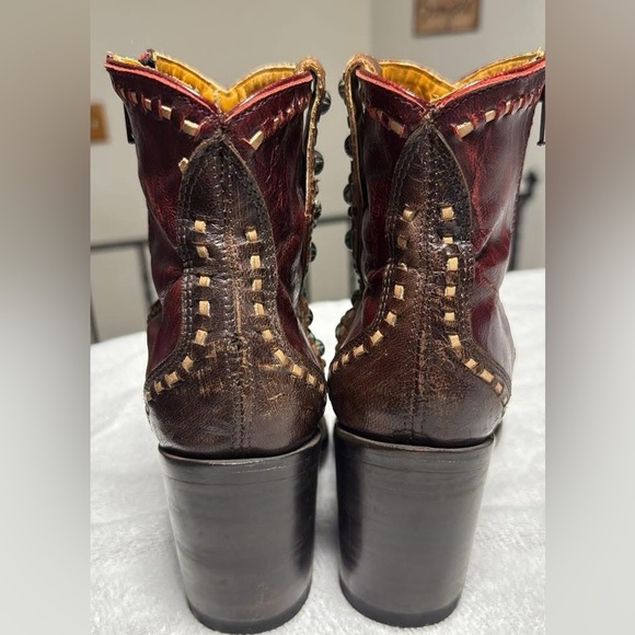 Old Gringo Burgundy and Brown Embellished Ankle Boots - Picture 6 of 7